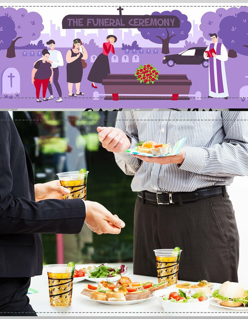 Load image into Gallery viewer, Skyley 100 Pcs 16 oz Black Rimmed Swirl Plastic Cups Disposable Party
