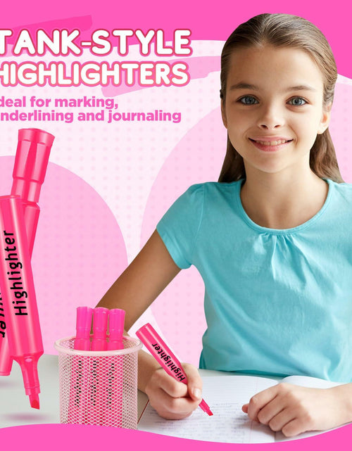 Load image into Gallery viewer, Qilery Highlighters 30 Pack Pink Tank Style Chisel Tip Quick Dry Markers
