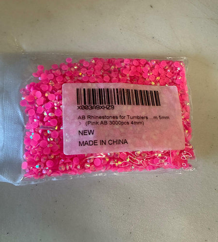 AB Rhinestones 4mm Flatback Jelly & Clear Pink 3000pcs Craft Gems