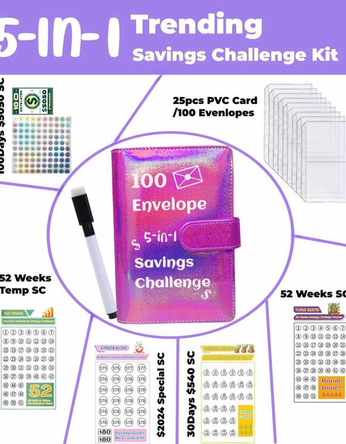 Load image into Gallery viewer, 100 Envelope Challenge Binder 5-in-1 Budget Planner Shining Silver
