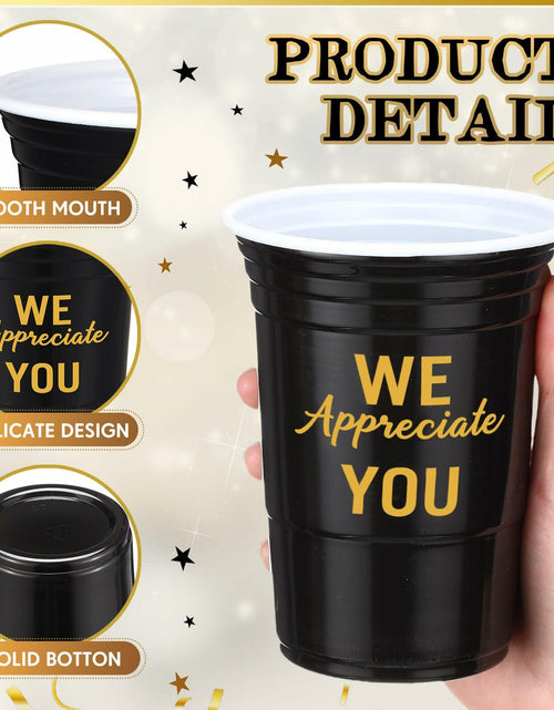 Load image into Gallery viewer, Jingmore 50 Pcs 16oz Disposable Bridal Shower Cups Black Gold
