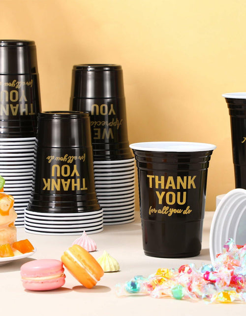 Load image into Gallery viewer, Jingmore 50 Pcs 16oz Disposable Bridal Shower Cups Black Gold
