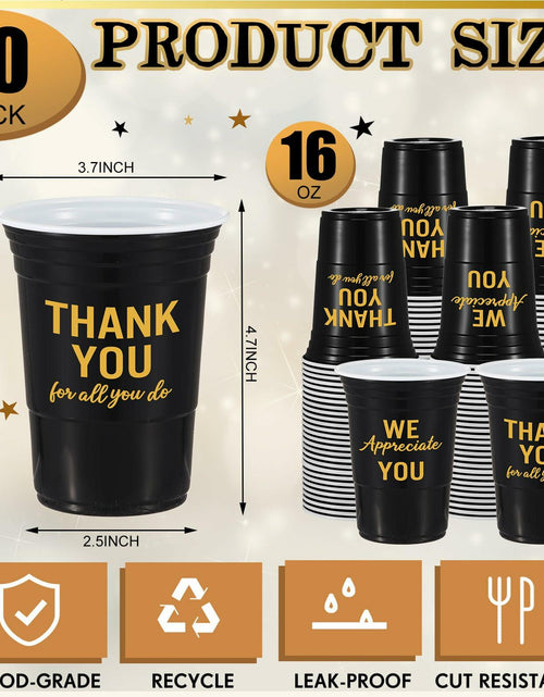 Load image into Gallery viewer, Jingmore 50 Pcs 16oz Disposable Bridal Shower Cups Black Gold
