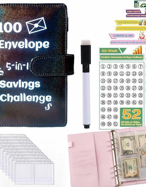 Load image into Gallery viewer, 100 Envelope Challenge Binder 5-in-1 Budget Planner Shining Silver

