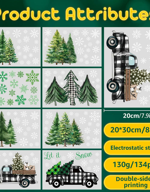 Load image into Gallery viewer, 134 PCS Christmas Window Stickers Buffalo Plaid Truck Snowflake Black White
