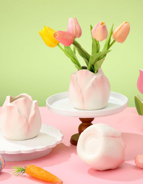 Load image into Gallery viewer, Sieral 3 Pcs Mini Tulip Ceramic Vase Tabletop Flower Pot Mother’s Day Gift
