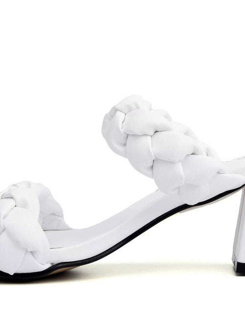 Load image into Gallery viewer, ComeShun Women Low Block Heel Mules Open Toe Ankle Strap White Size 6
