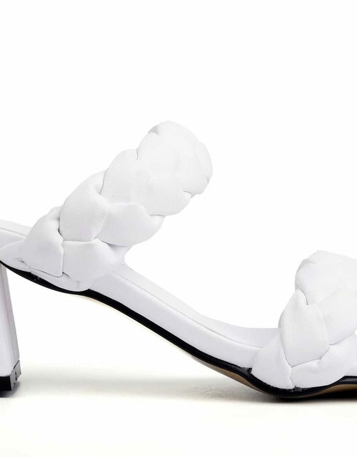 Load image into Gallery viewer, ComeShun Women Low Block Heel Mules Open Toe Ankle Strap White Size 6

