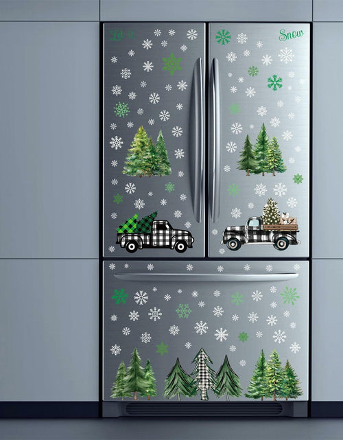 Load image into Gallery viewer, 134 PCS Christmas Window Stickers Buffalo Plaid Truck Snowflake Black White
