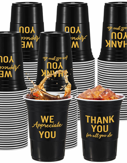 Load image into Gallery viewer, Jingmore 50 Pcs 16oz Disposable Bridal Shower Cups Black Gold
