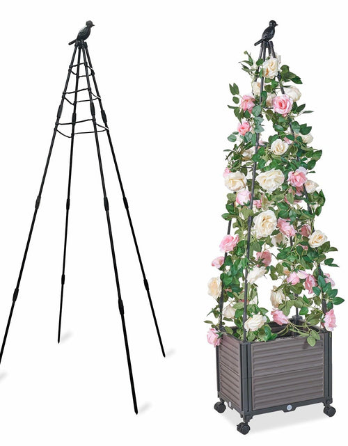 Load image into Gallery viewer, GOTRUTH Obelisk Trellis with Planter Boxes 63" Rustproof Outdoor Plant Support
