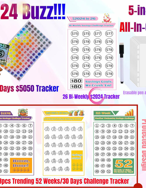 Load image into Gallery viewer, 100 Envelope Challenge Binder 5-in-1 Budget Planner Shining Silver
