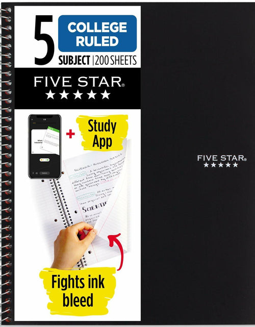 Load image into Gallery viewer, [Like New] Five Star 5-Subject Spiral Notebook College Ruled 8.5x11 Black 200 Sheets
