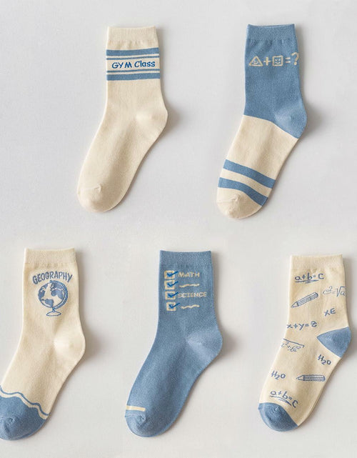 Load image into Gallery viewer, Glamorstar Women's Cotton Crew Socks 5 Pairs Blue Earth Size US One
