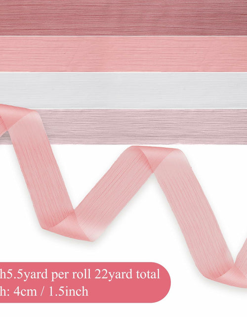 Load image into Gallery viewer, Lyrow 4 Rolls Crinkle Chiffon Ribbon 1.5in 22yd Light Pink Handmade Tulle
