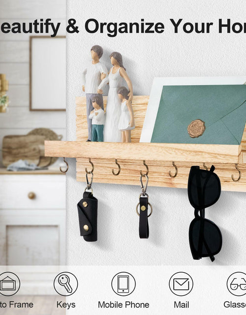 Load image into Gallery viewer, Lwenki Wall Mount Key Holder with 7 Hooks &amp; Shelf 13.8x5.3x3.2 Inches
