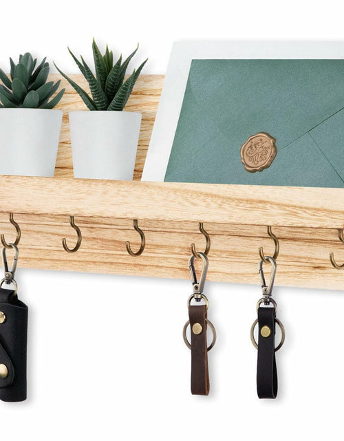 Load image into Gallery viewer, Lwenki Wall Mount Key Holder with 7 Hooks &amp; Shelf 13.8x5.3x3.2 Inches
