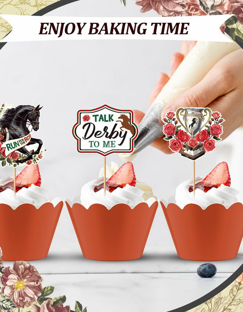 Load image into Gallery viewer, Kosiz 100 Pcs Horse Derby Cupcake Toppers Racing Party Supplies Kit
