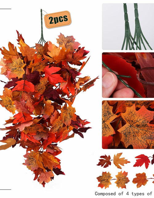 Load image into Gallery viewer, RECUTMS 2Pcs Artificial Autumn Maple Leaves Garland 2.5FT Fall Decor

