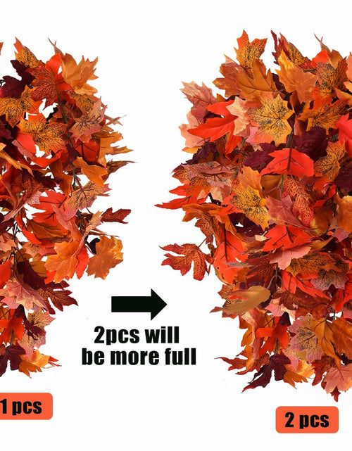 Load image into Gallery viewer, RECUTMS 2Pcs Artificial Autumn Maple Leaves Garland 2.5FT Fall Decor
