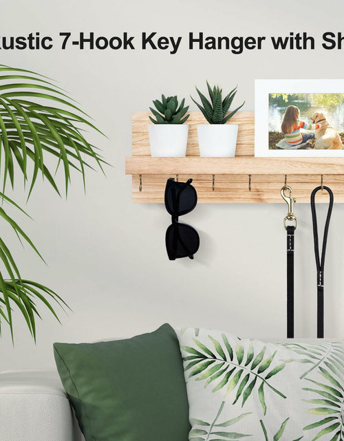 Load image into Gallery viewer, Lwenki Wall Mount Key Holder with 7 Hooks &amp; Shelf 13.8x5.3x3.2 Inches
