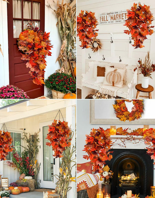 Load image into Gallery viewer, RECUTMS 2Pcs Artificial Autumn Maple Leaves Garland 2.5FT Fall Decor
