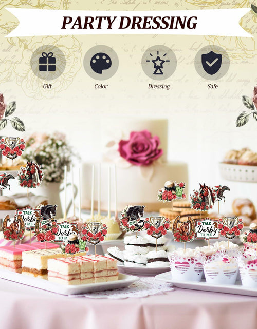 Load image into Gallery viewer, Kosiz 100 Pcs Horse Derby Cupcake Toppers Racing Party Supplies Kit
