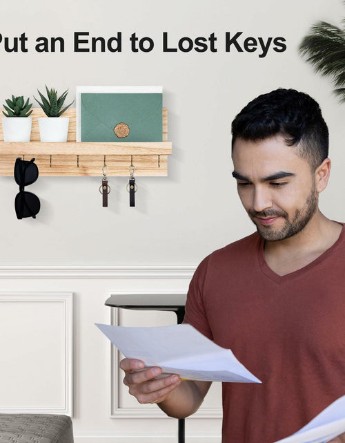 Load image into Gallery viewer, Lwenki Wall Mount Key Holder with 7 Hooks &amp; Shelf 13.8x5.3x3.2 Inches
