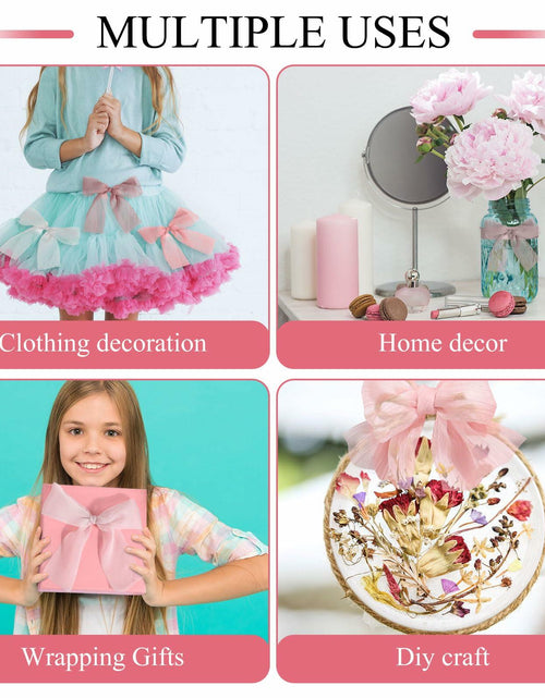 Load image into Gallery viewer, Lyrow 4 Rolls Crinkle Chiffon Ribbon 1.5in 22yd Light Pink Handmade Tulle
