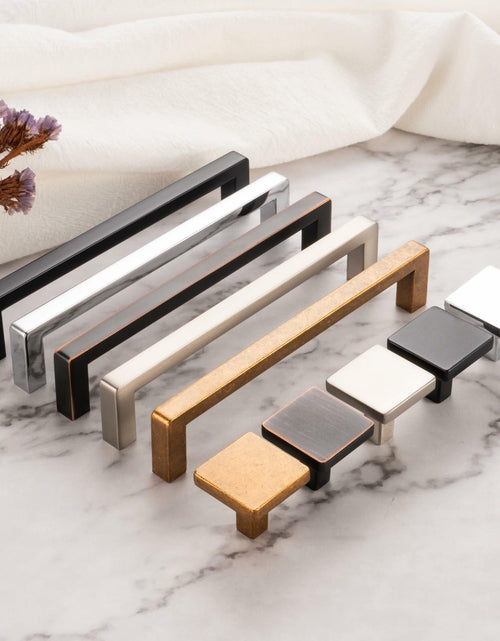 Load image into Gallery viewer, ASKANO Black Square Bar Cabinet Pull Handle 6-1/4 Inch Hole Centers Pack 20
