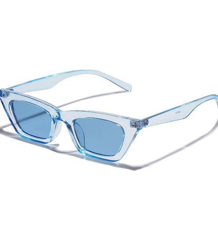 VANLINKER Skinny Cat Eye Sunglasses Women Clear Blue Frame