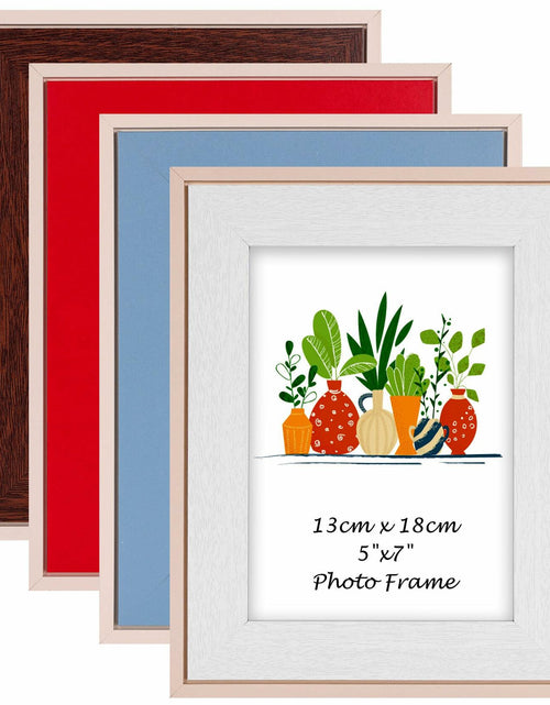 Load image into Gallery viewer, QUTREY Kids 5x7 Photo Frames Set of 4 Assorted Colors Tabletop Wall
