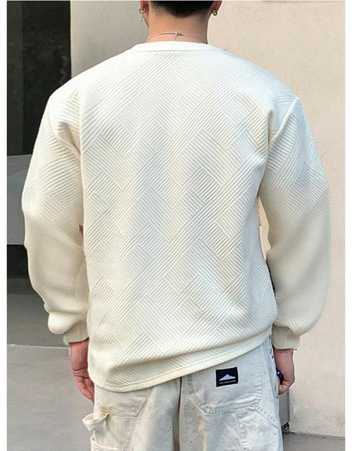 Load image into Gallery viewer, Verdusa Men's Ribbed Round Neck Long Sleeve T-Shirt Beige Size XL
