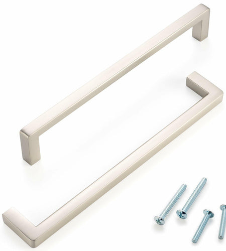 ASKANO Black Square Bar Cabinet Pull Handle 6-1/4 Inch Hole Centers Pack 20