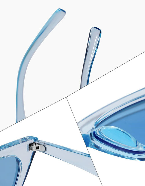 Load image into Gallery viewer, VANLINKER Skinny Cat Eye Sunglasses Women Clear Blue Frame
