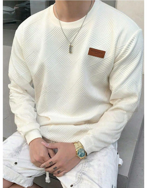 Load image into Gallery viewer, Verdusa Men's Ribbed Round Neck Long Sleeve T-Shirt Beige Size XL
