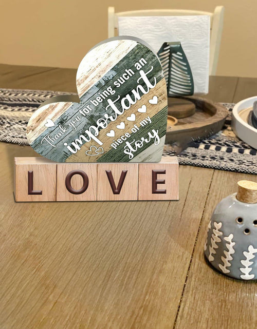 Load image into Gallery viewer, Wooden Heart Shaped Table Centerpiece Mom Gift Birthday Mothers Day Present
