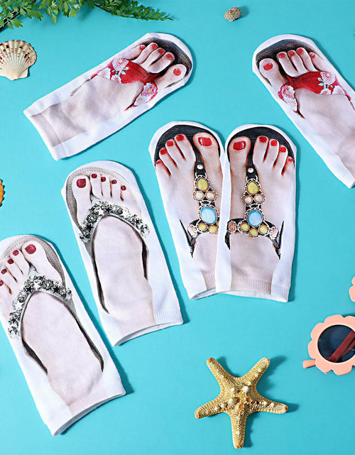Load image into Gallery viewer, AHQiZFX Girls Flip Flop Socks 3D Print Pattern 3 Pairs Multi-color - One Size
