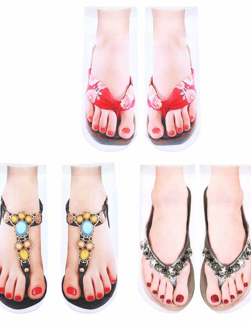 Load image into Gallery viewer, AHQiZFX Girls Flip Flop Socks 3D Print Pattern 3 Pairs Multi-color - One Size
