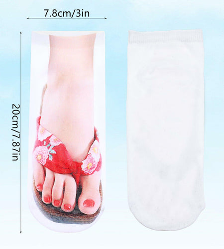 AHQiZFX Girls Flip Flop Socks 3D Print Pattern 3 Pairs Multi-color - One Size
