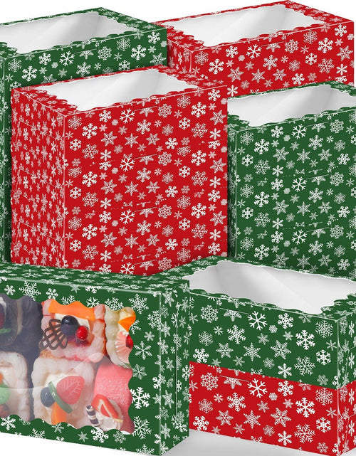 Load image into Gallery viewer, Gersoniel 24 Pcs Christmas Cookie Boxes with Window 8.6x6x2.5 Inch Red Green
