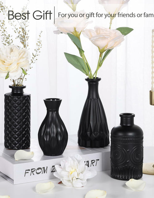 Load image into Gallery viewer, TBWIND Glass Bud Vase Set of 5 Small Amber Mini Vintage Flower Vases
