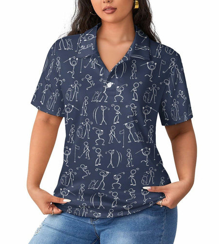 Golfer Hawaiian Women's Polo Golf Shirt Moisture Wicking Size Large