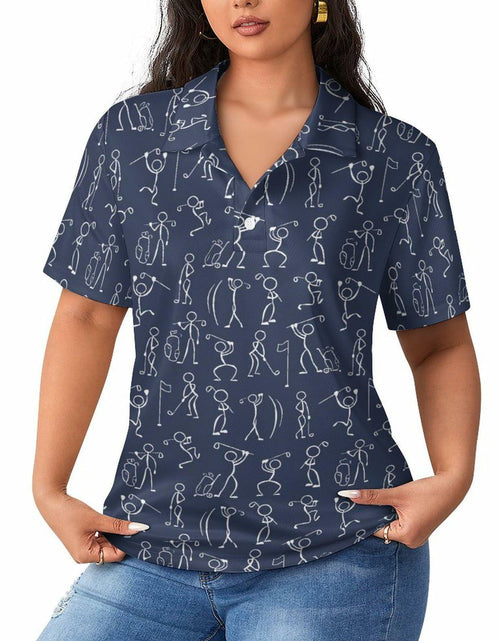 Load image into Gallery viewer, Golfer Hawaiian Women's Polo Golf Shirt Moisture Wicking Size Large
