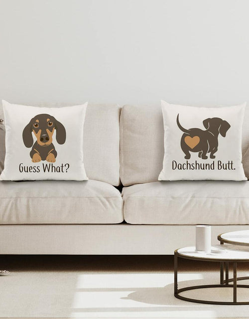 Load image into Gallery viewer, Lovely Dachshund Throw Pillow Covers Set of 2 18x18 Brown Decorative
