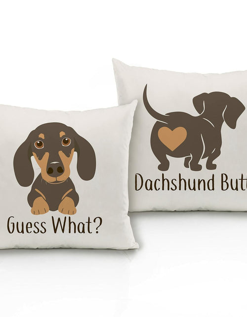 Load image into Gallery viewer, Lovely Dachshund Throw Pillow Covers Set of 2 18x18 Brown Decorative
