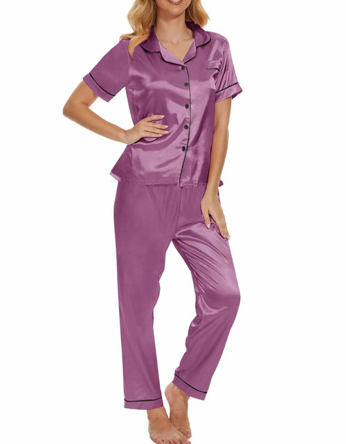 Load image into Gallery viewer, Women's Plus Size Pajama Set Short &amp; Long Sleeve Top Pants Pastel Purple Size M
