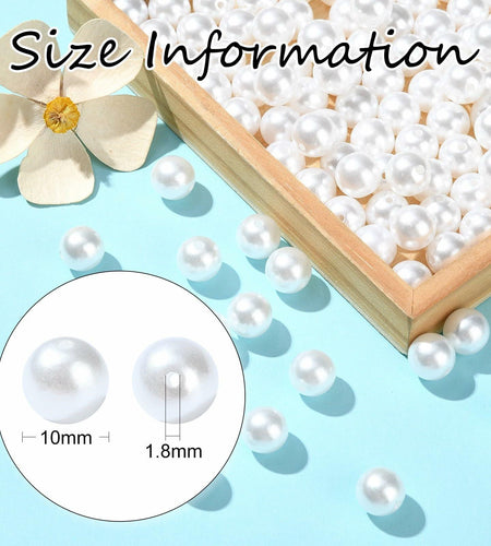 DanLingJewelry 1000pcs 10mm White Plastic Pearl Round Loose Beads