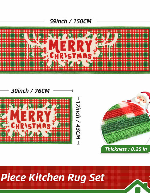 Load image into Gallery viewer, BEQHAUSE Christmas Kitchen Rugs Buffalo Plaid Non Slip Washable 17x30+17x59
