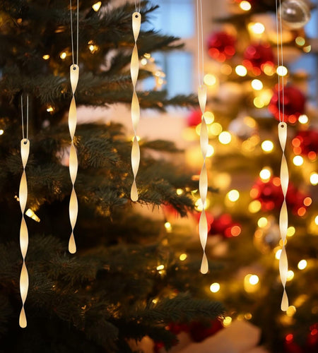 AMS Christmas Tree Ornaments 24PCS Aluminum Twisted Icicles Matte Champagne 7"